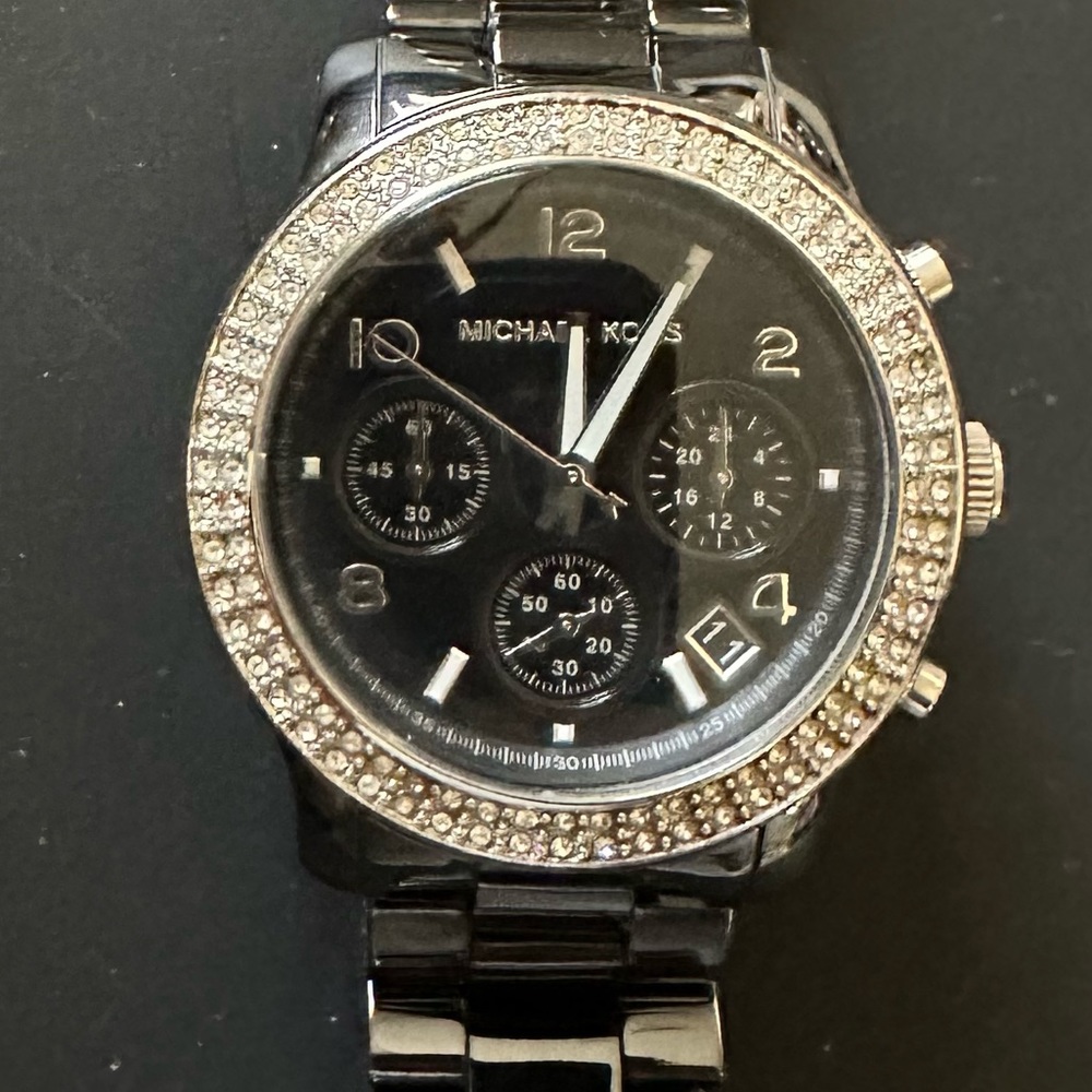 Michael Kors Black Ceramic Chronograph Watch with Crystal Bezel - MK 5190